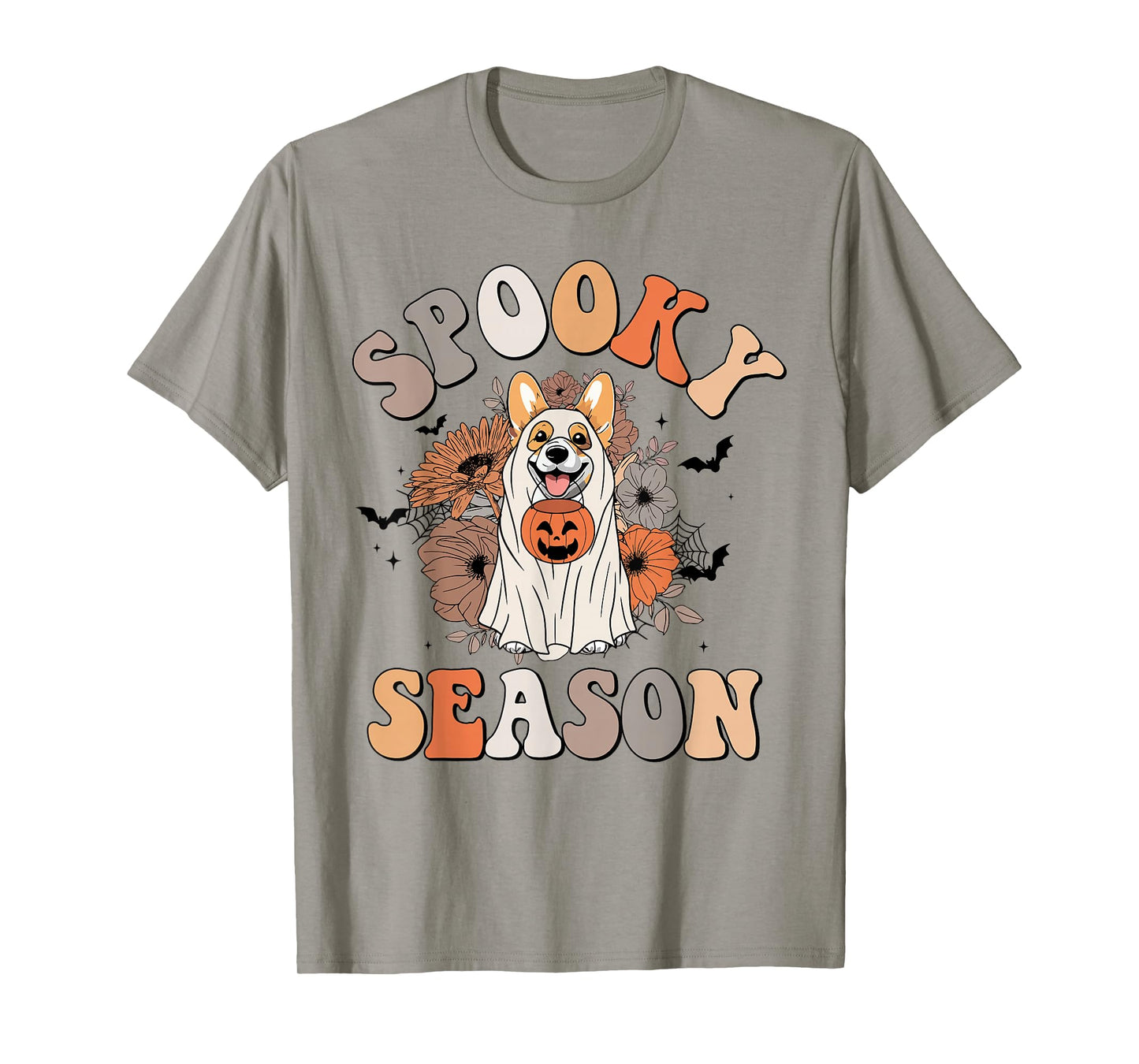Funny Groovy Corgi Dogs Dressed As Ghost Boo Sheet Halloween T-Shirt