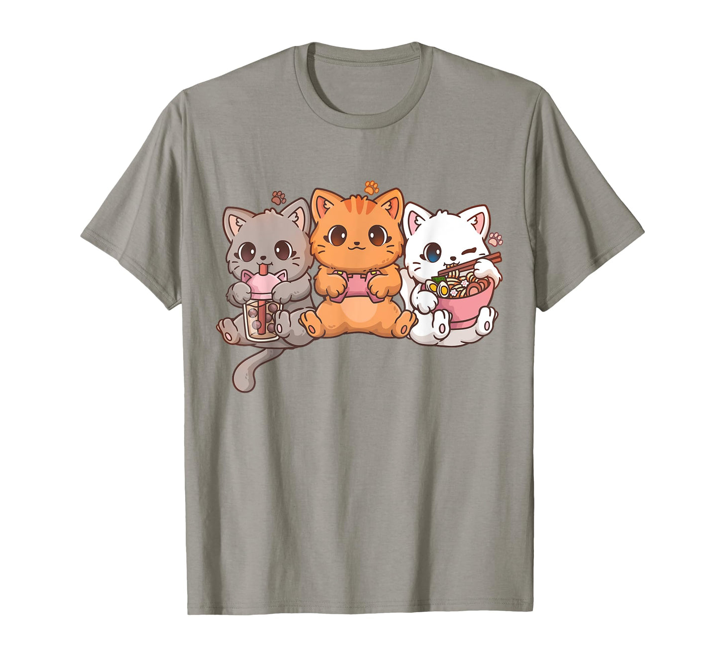 Kawaii Gaming Gamer Cat Boba Tea Cat Bubble Tea Ramen Cats T-Shirt