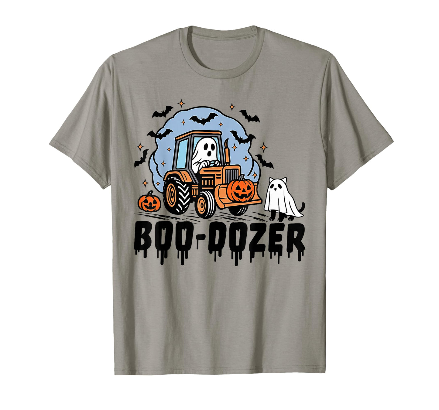 Retro Bulldozer Halloween Boo Dozer Construction Truck Kids T-Shirt
