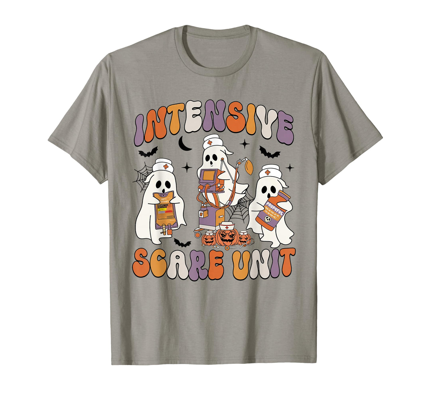 Retro Intensive Care Unit Nurse Halloween ICU Nurse Ghosts T-Shirt
