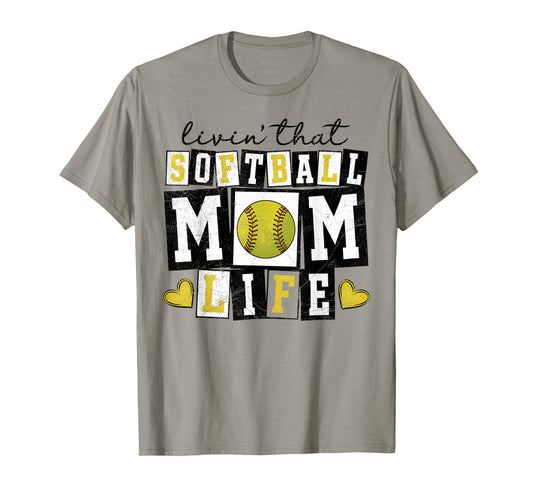 Loving That Softball Mom Life Mother Mama Girl Women T-Shirt