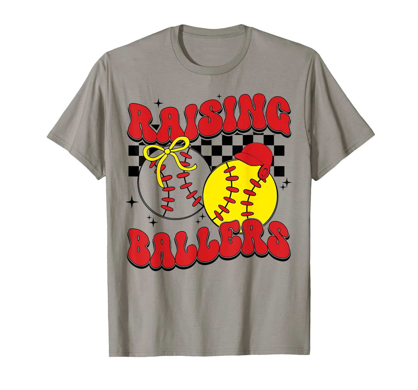 Busy Raising Ballers Softball and Baseball Leopard Print Mom T-Shirt