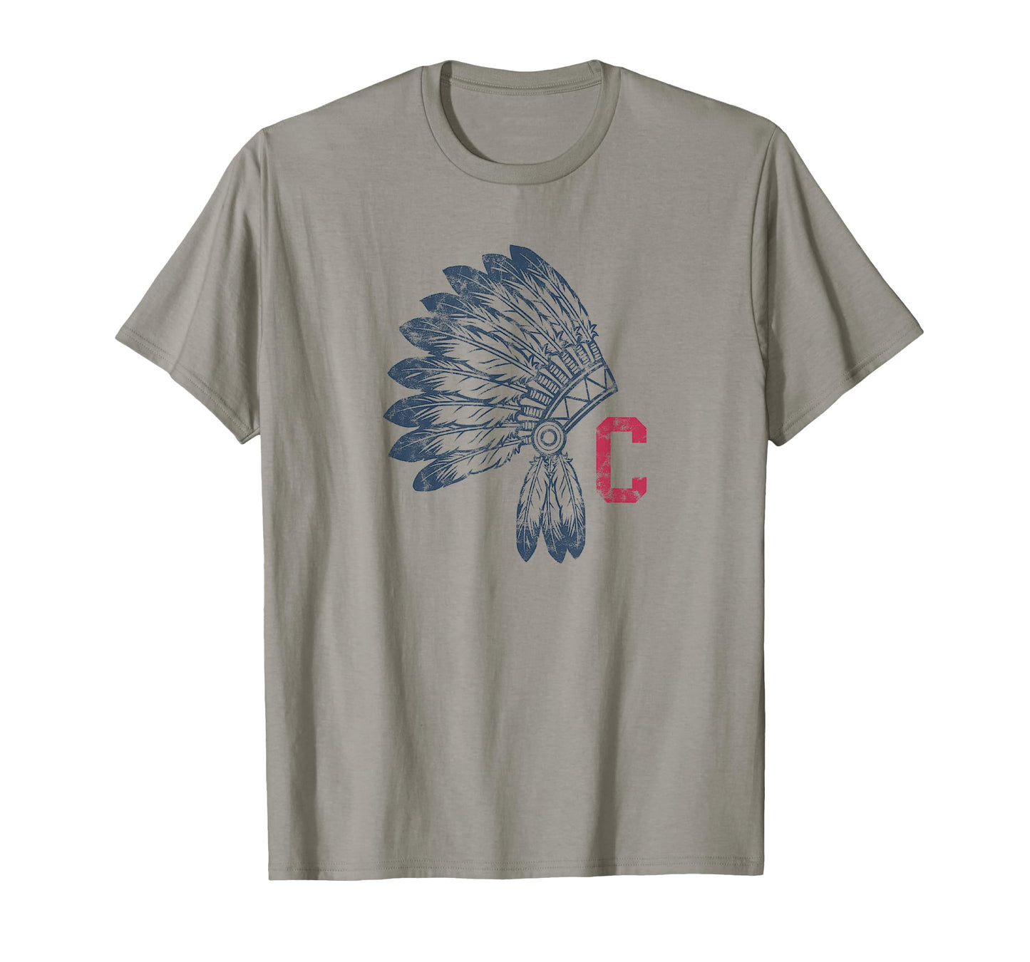 Block C with Native American Headdress Cleveland T-Shirt Small