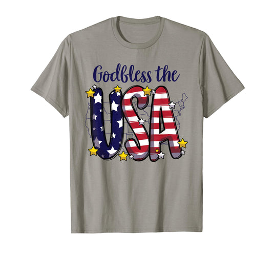 God Bless the USA Patriotic American Flag 4th Of July T-Shirt