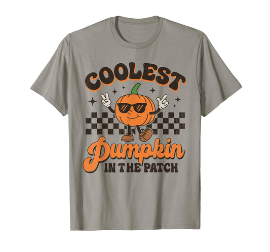 Groovy Coolest Pumpkin In The Patch Halloween For Boys Kids T-Shirt