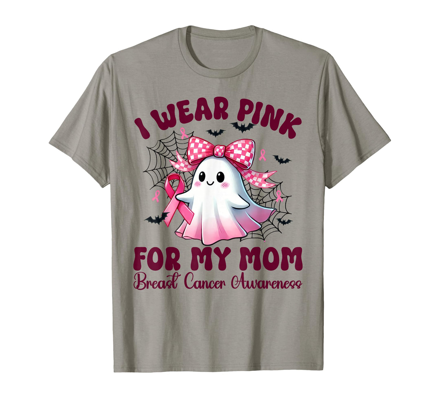 I Wear Pink for my Mom Breast Cancer Awareness halloween mom T-Shirt
