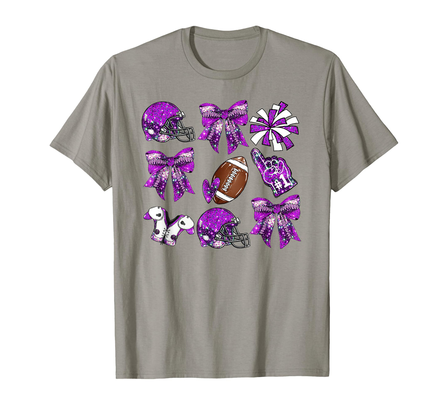 Purple Coquette Bow Football Game Day Women Girls Kids T-Shirt