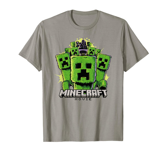 A Minecraft Movie Group Of Creepers Surrounding The Heroes T-Shirt