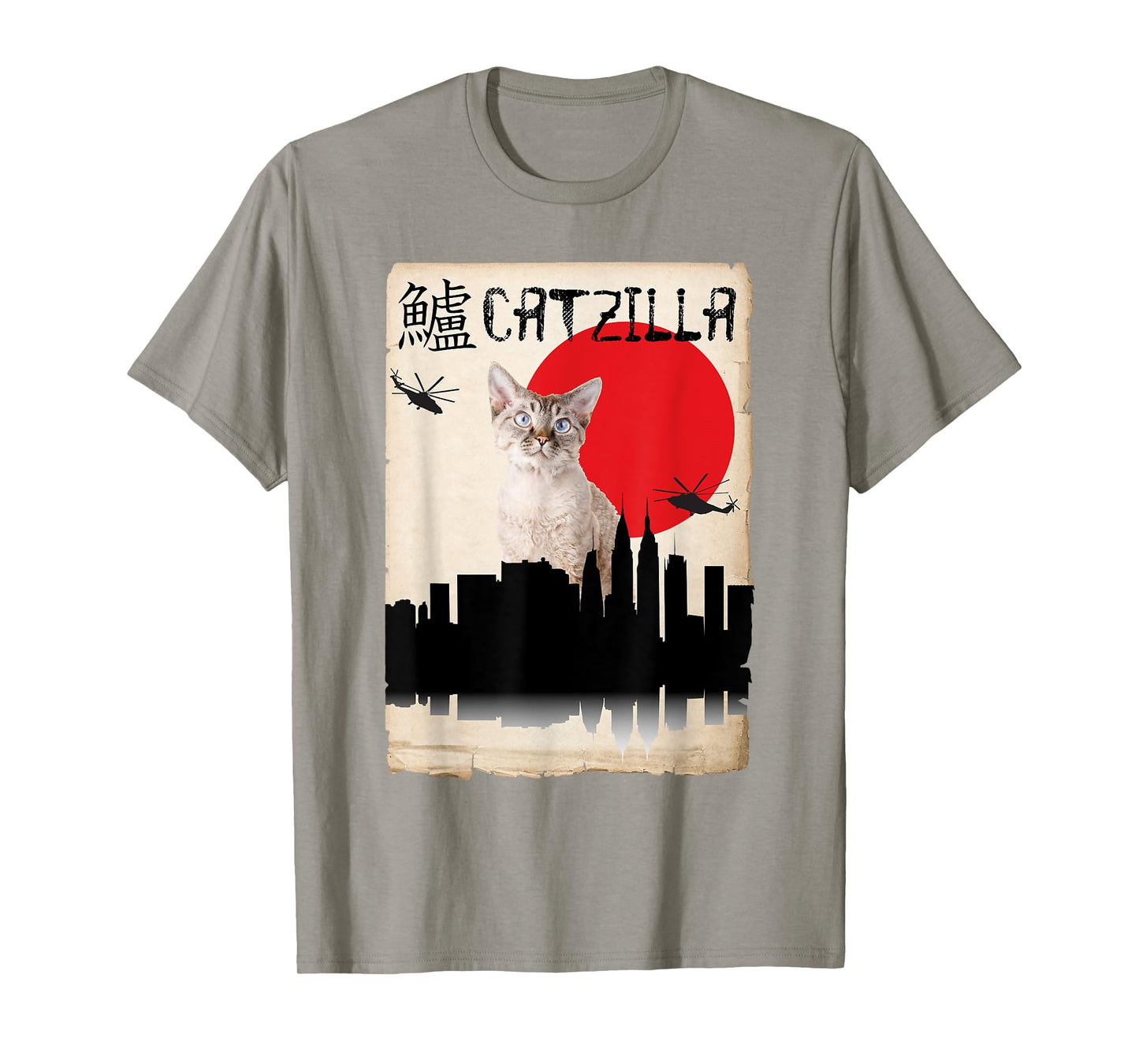 Devon Rex Cat Catzilla T-Shirt for Men Women Kids