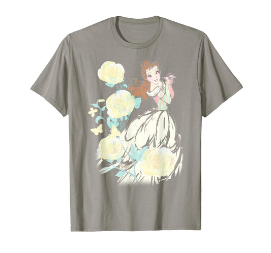Disney Beauty & The Beast Belle Watercolor Rose T-Shirt T-Shirt