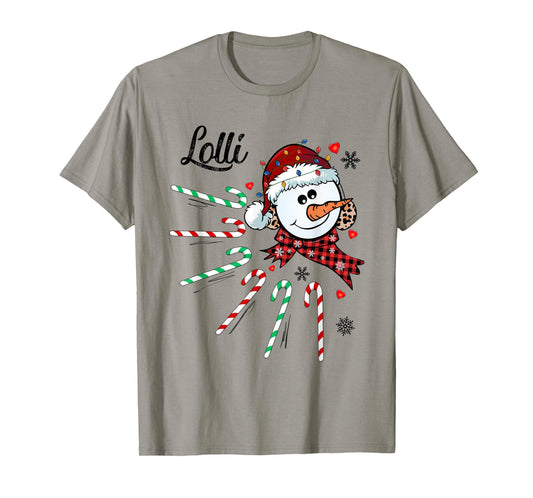 Lolli Snowman Candy Cane Christmas Xmas Funny T-Shirt