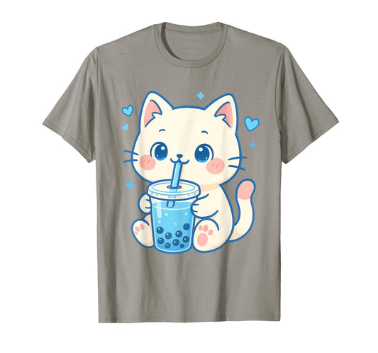 Kawaii Cat Boba Bubble Tea Japanese Aesthetic Anime Girls T-Shirt