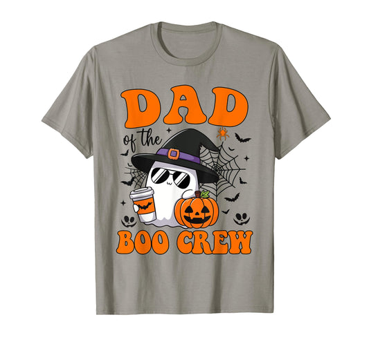 Dad Boo Crew Groovy Ghost Matching Family Halloween T-Shirt
