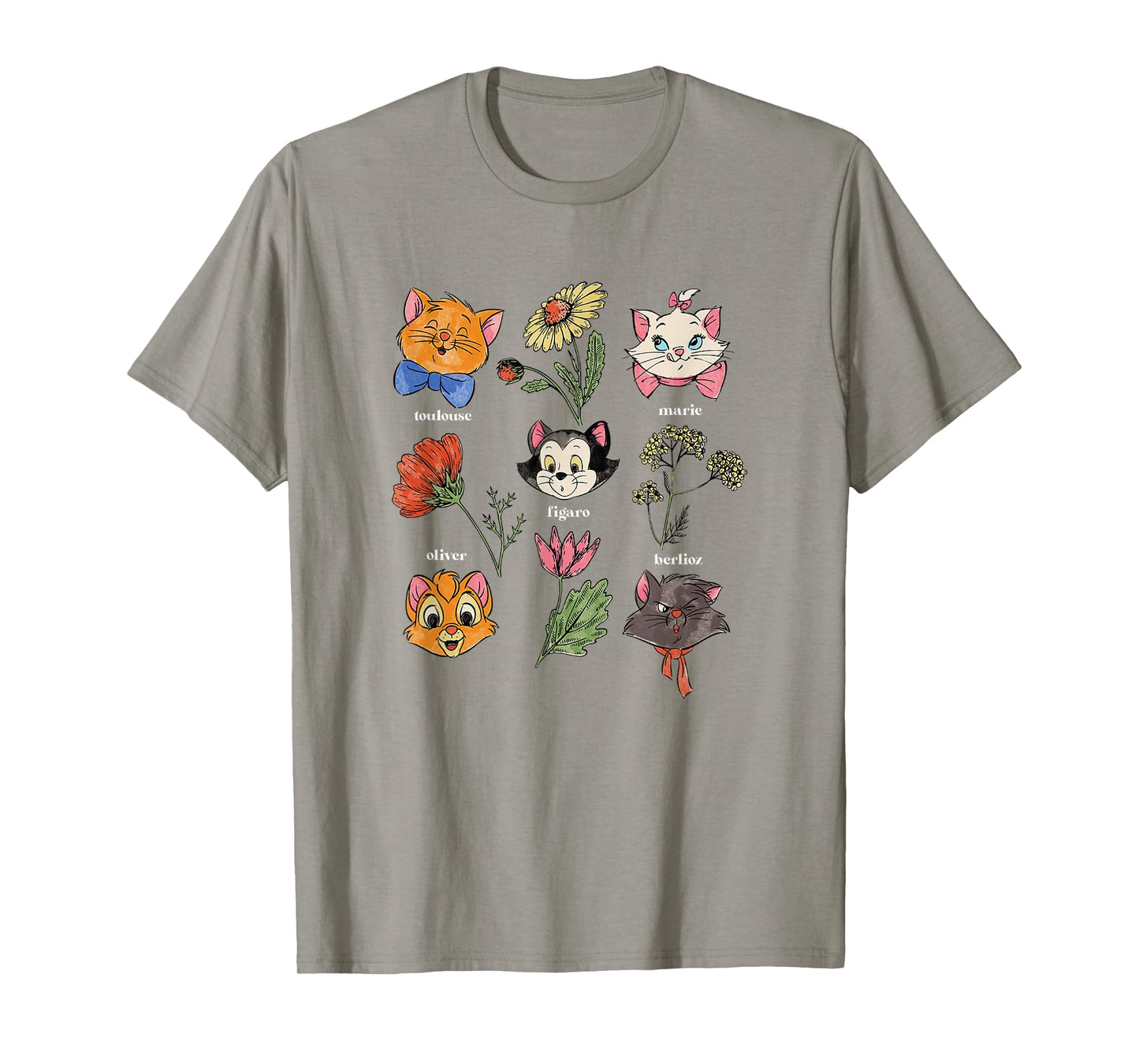 Disney The Aristocats Floral Disney Cats Cute Logo T-Shirt