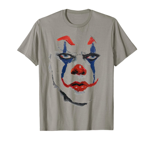 Intense Scary Painted Clown Face Red Blue Halloween T-Shirt