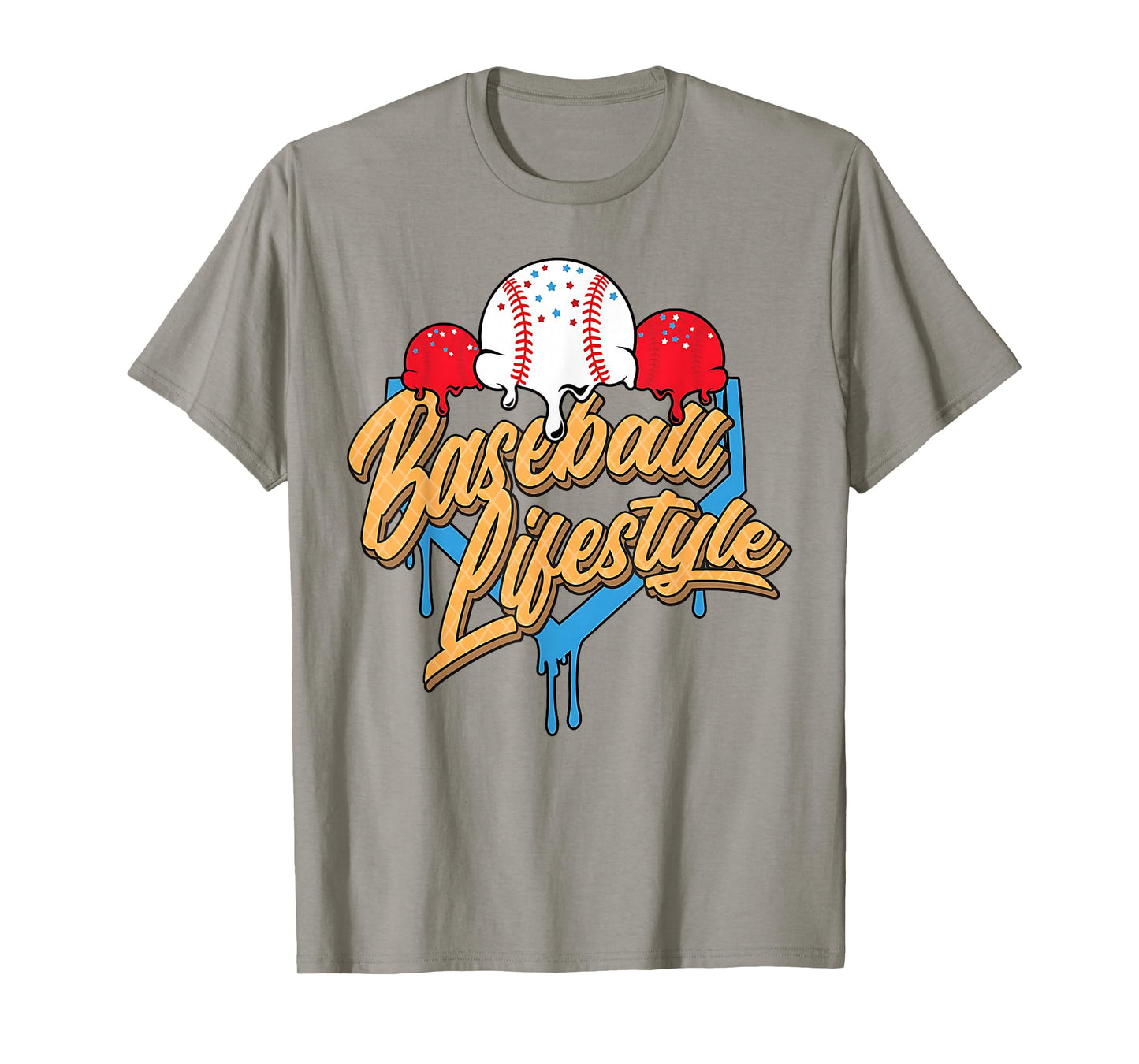 Baseball Lifestyle Home Plate Ice Cream Drip Men Boys Youth T-Shirt