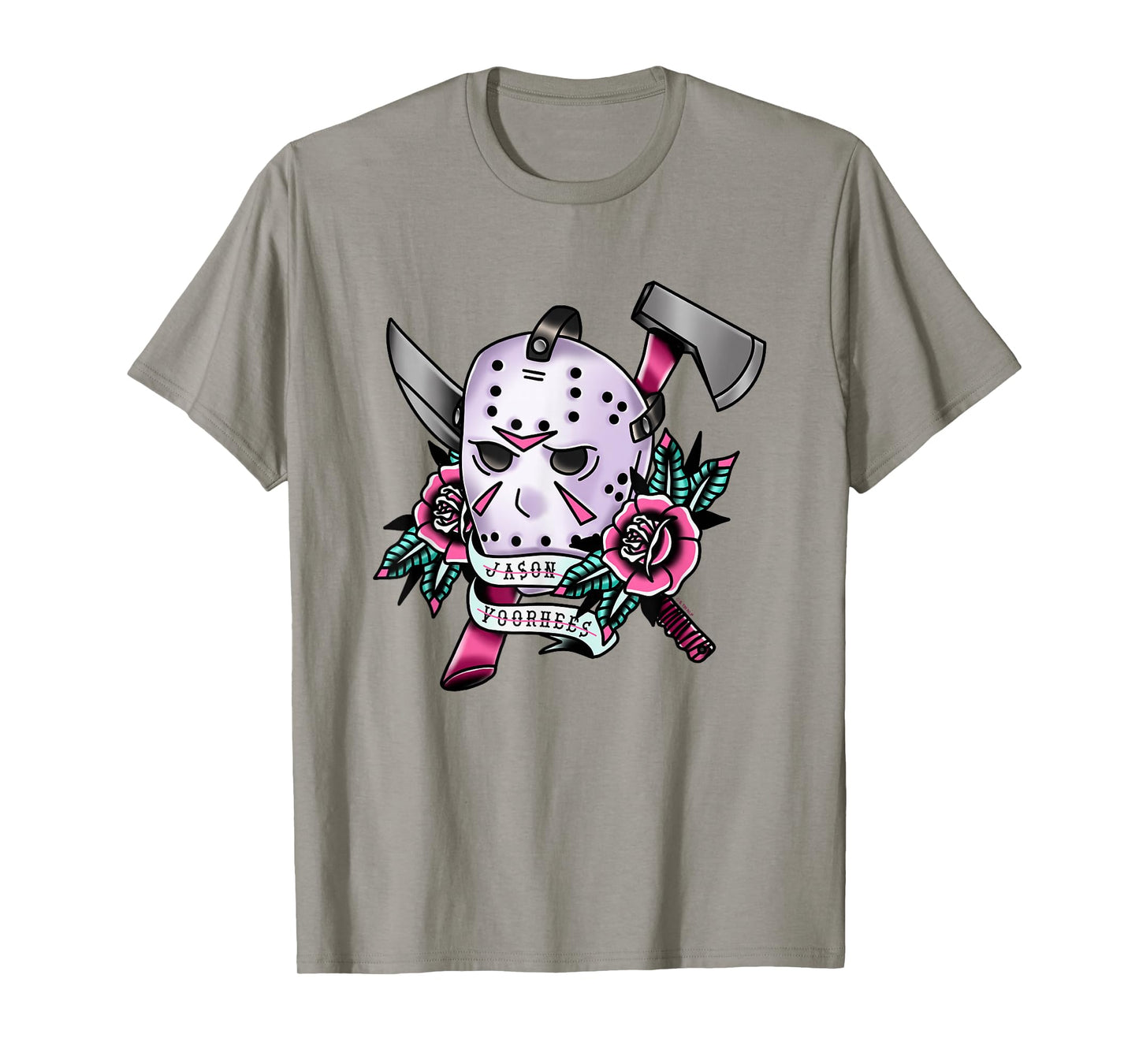 Friday The 13th Jason Voorhees Mask Tattoo Style Chest Logo T-Shirt