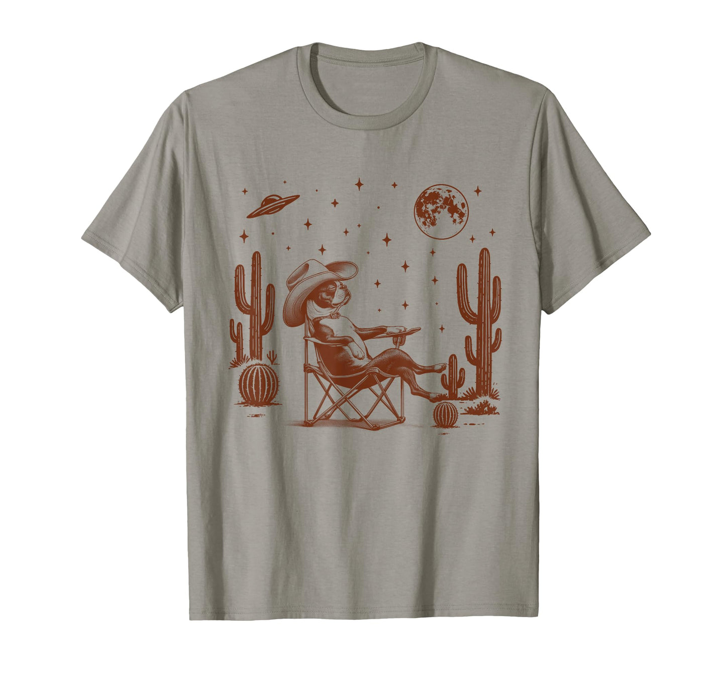 Boston Terrier Lover Dog Mom Howdy Western Life UFO Space T-Shirt