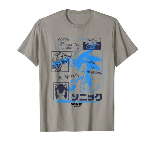 Sonic The Hedgehog Gotta Go Fast Vintage Sketch Panels T-Shirt