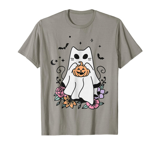 Halloween Ghost Cat in Ghost T-Shirt