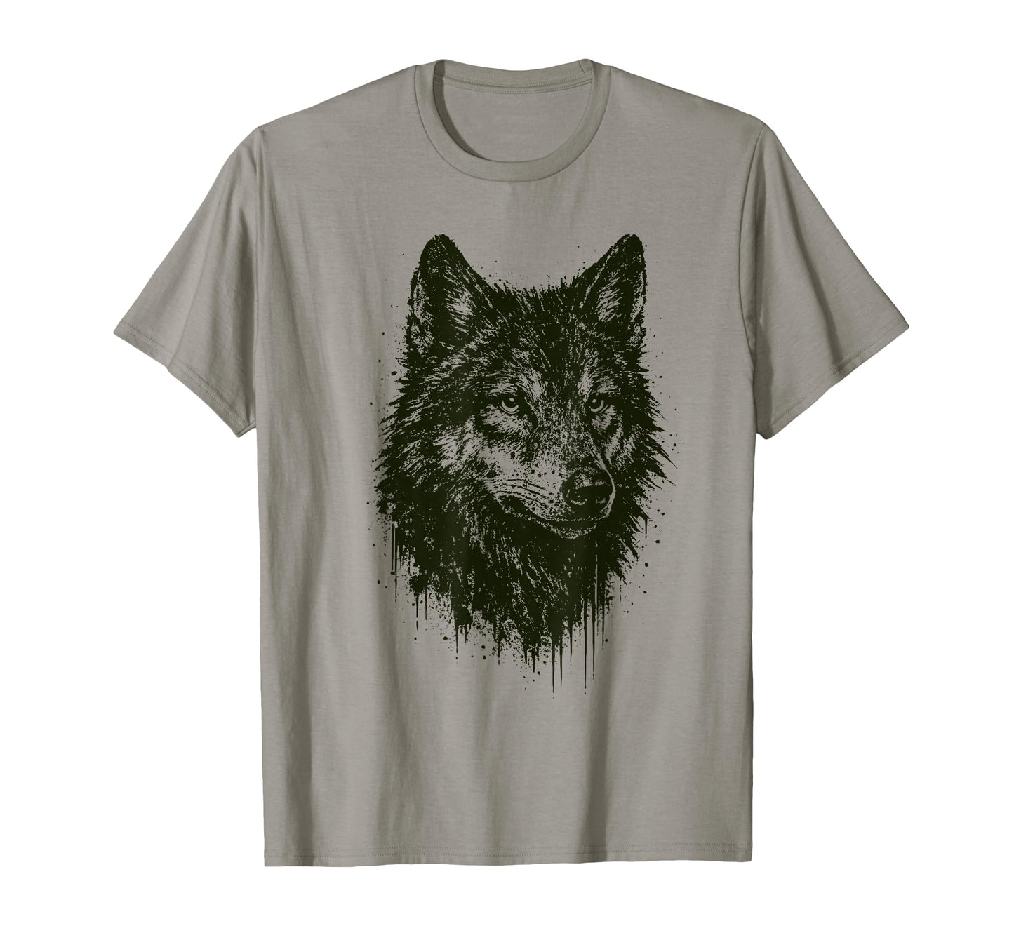 Wolf Ink Art Grunge Wild Nature Animal Portrait Edgy Wolves T-Shirt