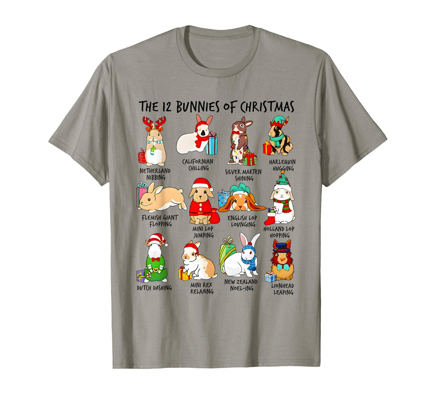 12 Bunny of Christmas Bunny Rabbit Christmas Xmas Holiday T-Shirt