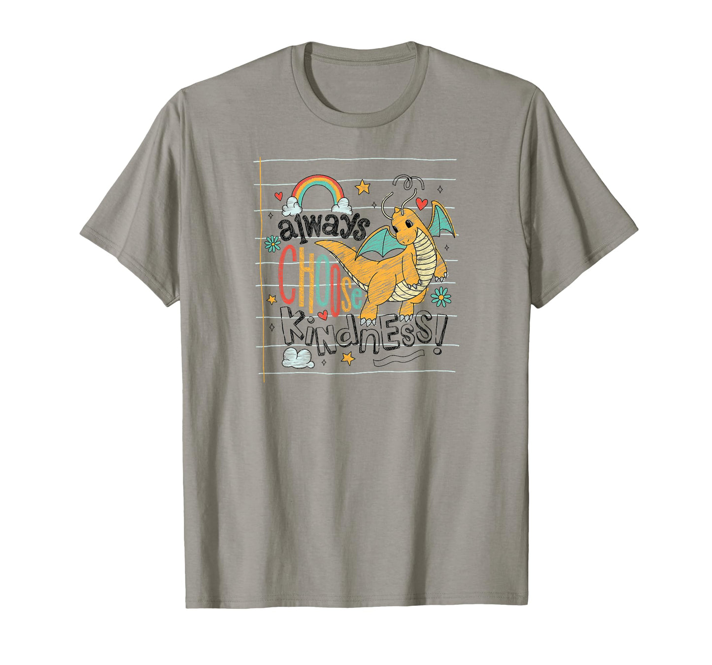 Pokémon - Dragonite Flying Always Choose Kindness Doodle T-Shirt