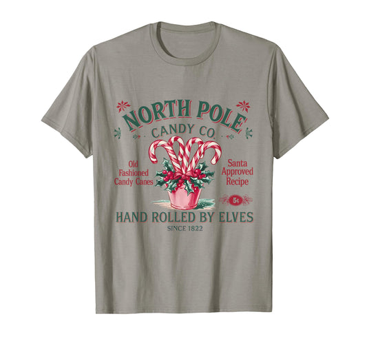 Old Fashioned North Pole Elf Christmas Candy Cane Company T-Shirt