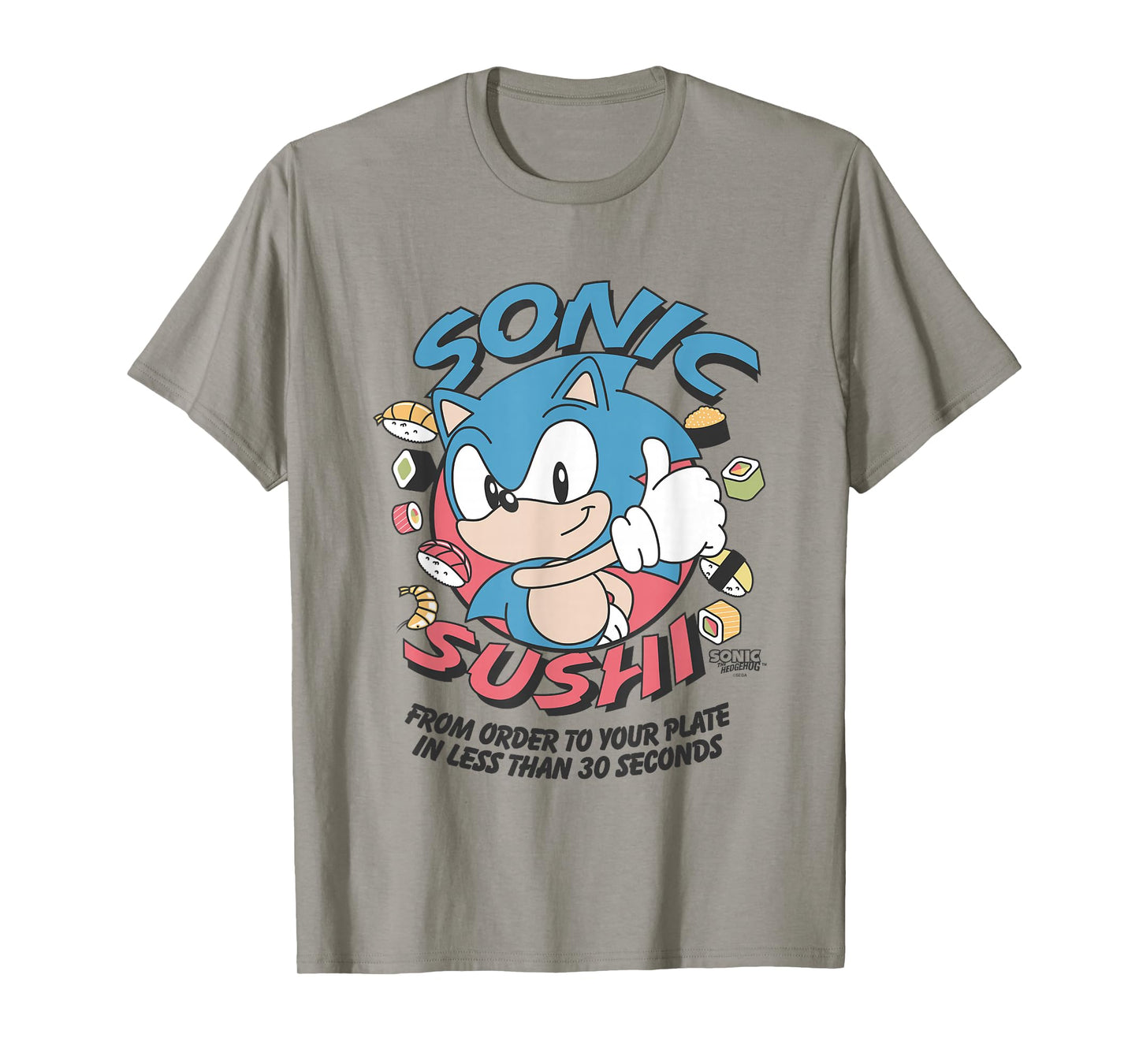 Sonic The Hedgehog Sonic Sushi Less Than 30 Seconds Vintage T-Shirt
