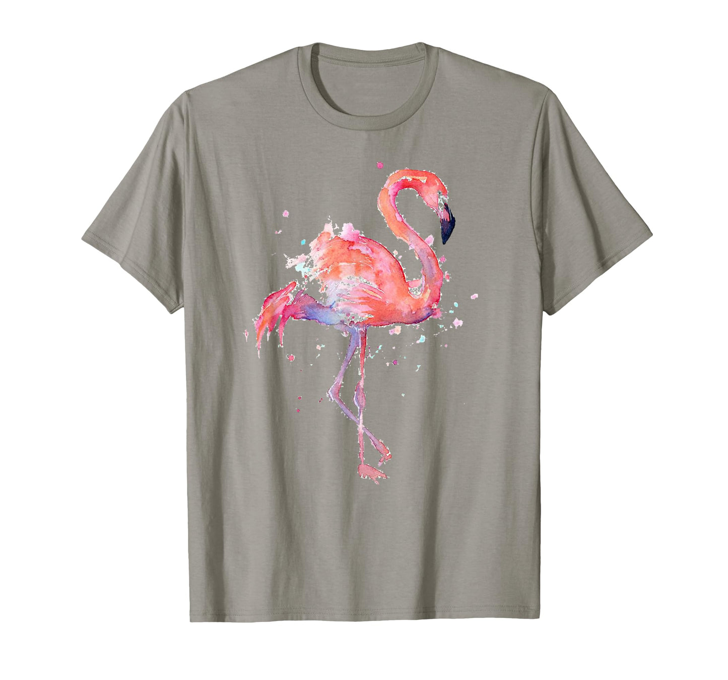 Pink Flamingo Bird Watercolor Artwork T-Shirt T-Shirt
