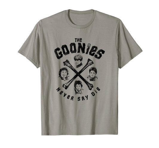 The Goonies Crossbones and Cast Never Say Die Movie T-Shirt