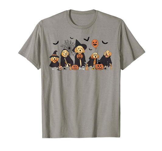 Funny Goldendoodle Witches Dogs Ghost In Boo Sheet Halloween T-Shirt