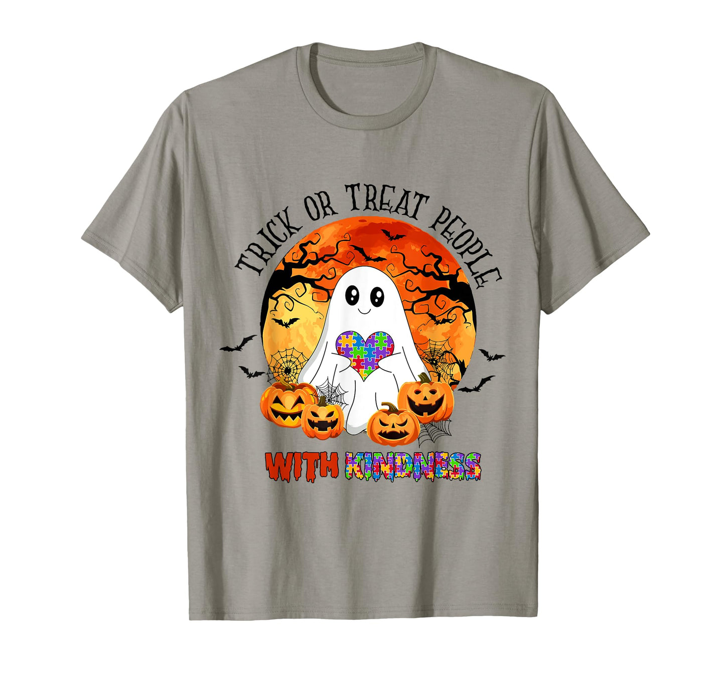 Trick or Treat People With Kindness Halloween Autism T-Shirt
