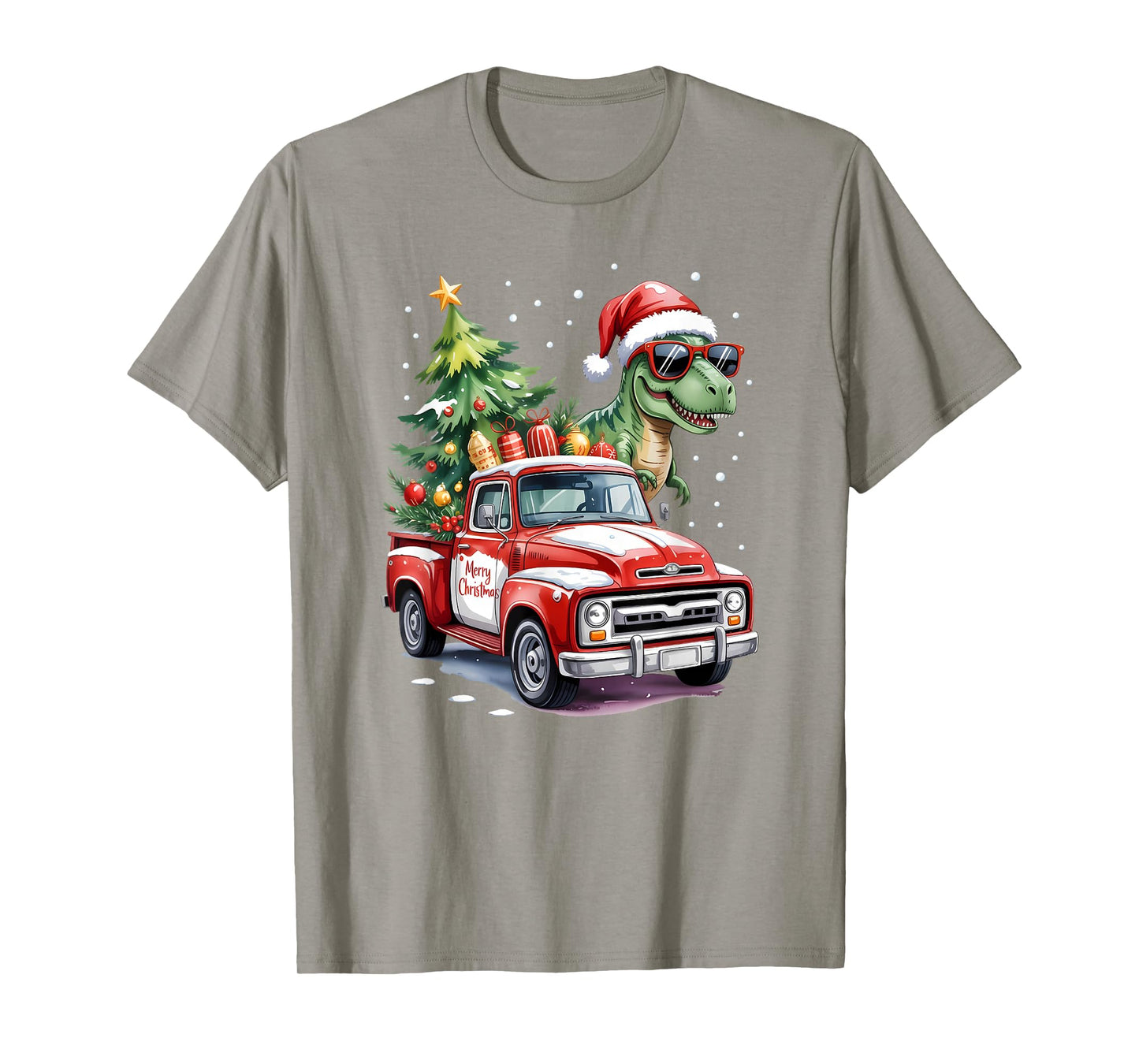 Christmas Truck T-rex Dinosaur Xmas Tree Boy Kids Toddlers T-Shirt