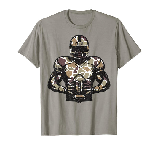 Camo Football Player Camouflage Game Day Touchdown Season T-Shirt