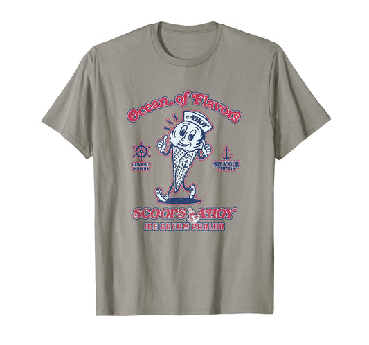 Stranger Things Ocean Of Flavors Scoop Ahoy Big Retro Poster T-Shirt