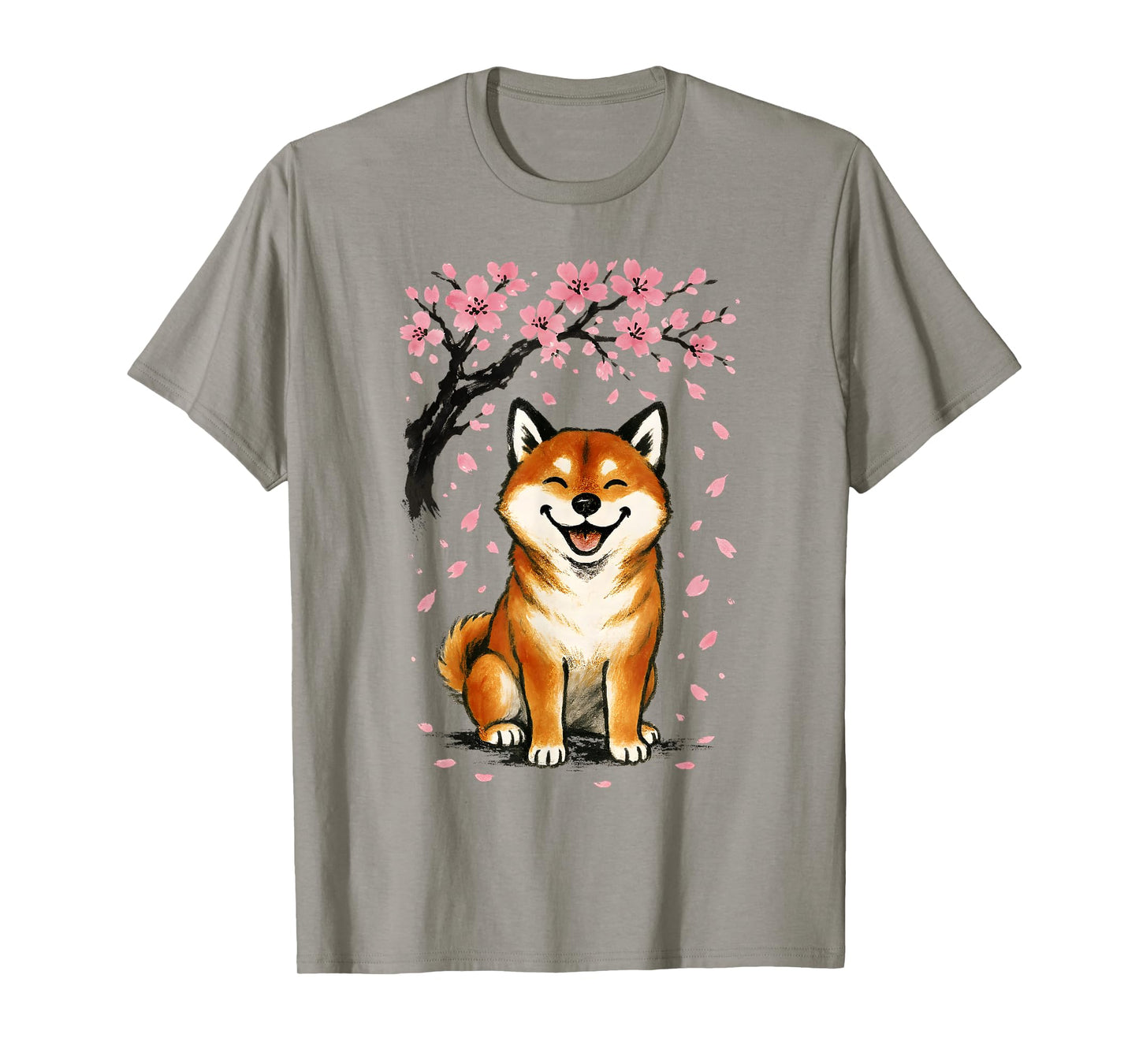 Shiba Inu Dog Japanese Cherry Blossom Sakura Tree Graphic T-Shirt
