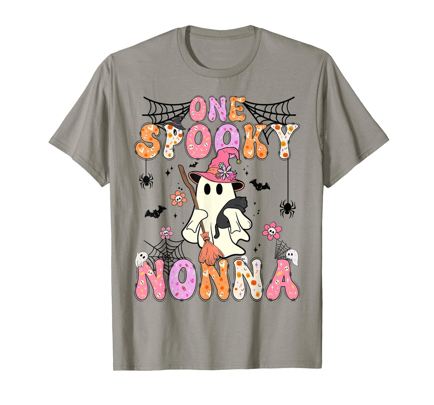 Groovy One Spooky Nonna Retro Halloween Cute Ghost T-Shirt