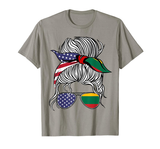American Lithuanian Patriot Flag Women Girl Lithuania Grown T-Shirt