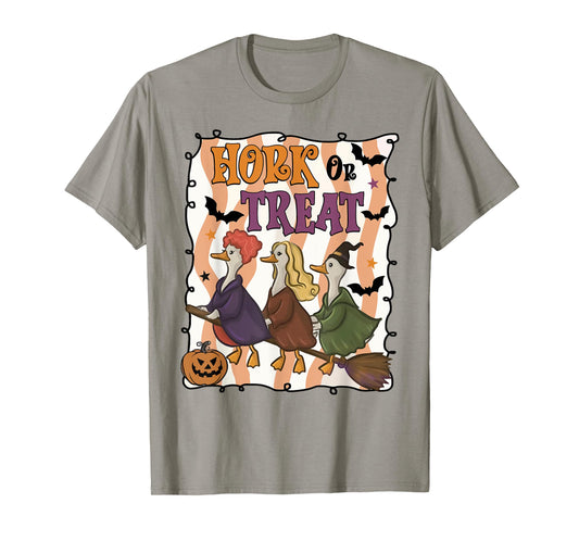 Hork Or Treat Funny Goose Witches Halloween Spooky Witch T-Shirt