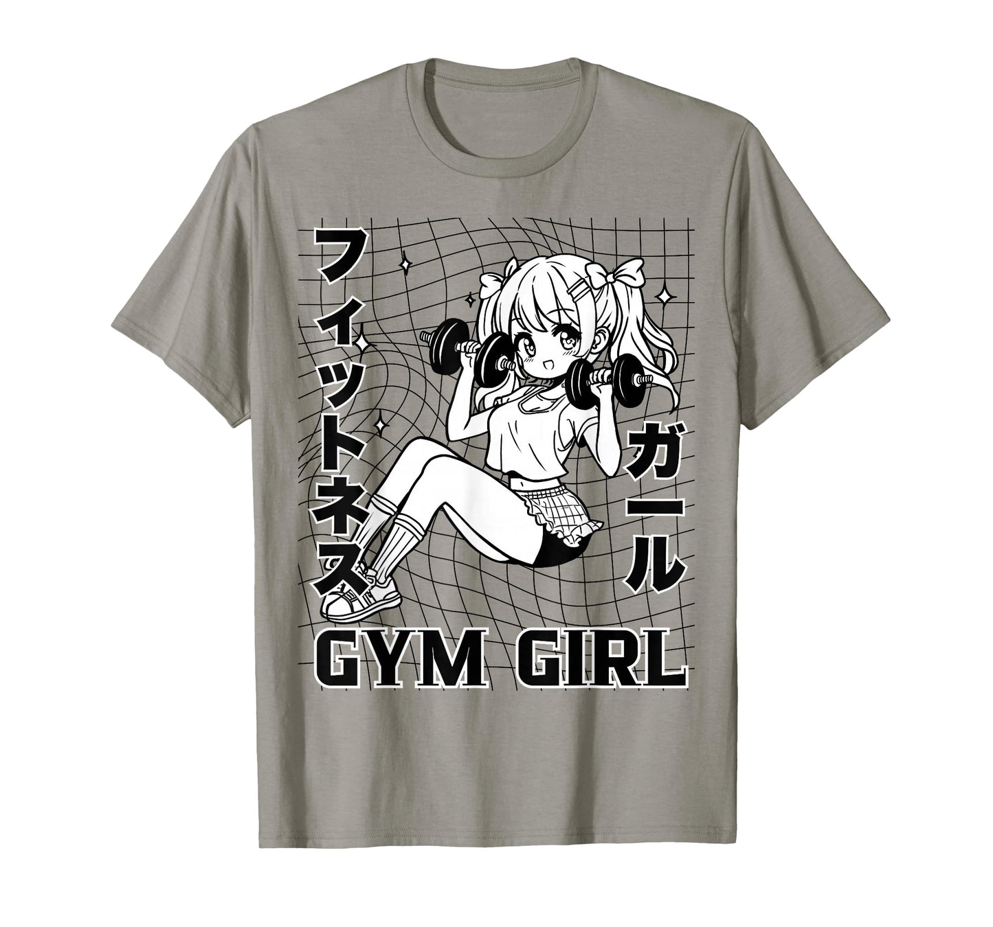 Cute Anime Gym Girl Dumbbells Workout Otaku Fitness Weeaboo T-Shirt
