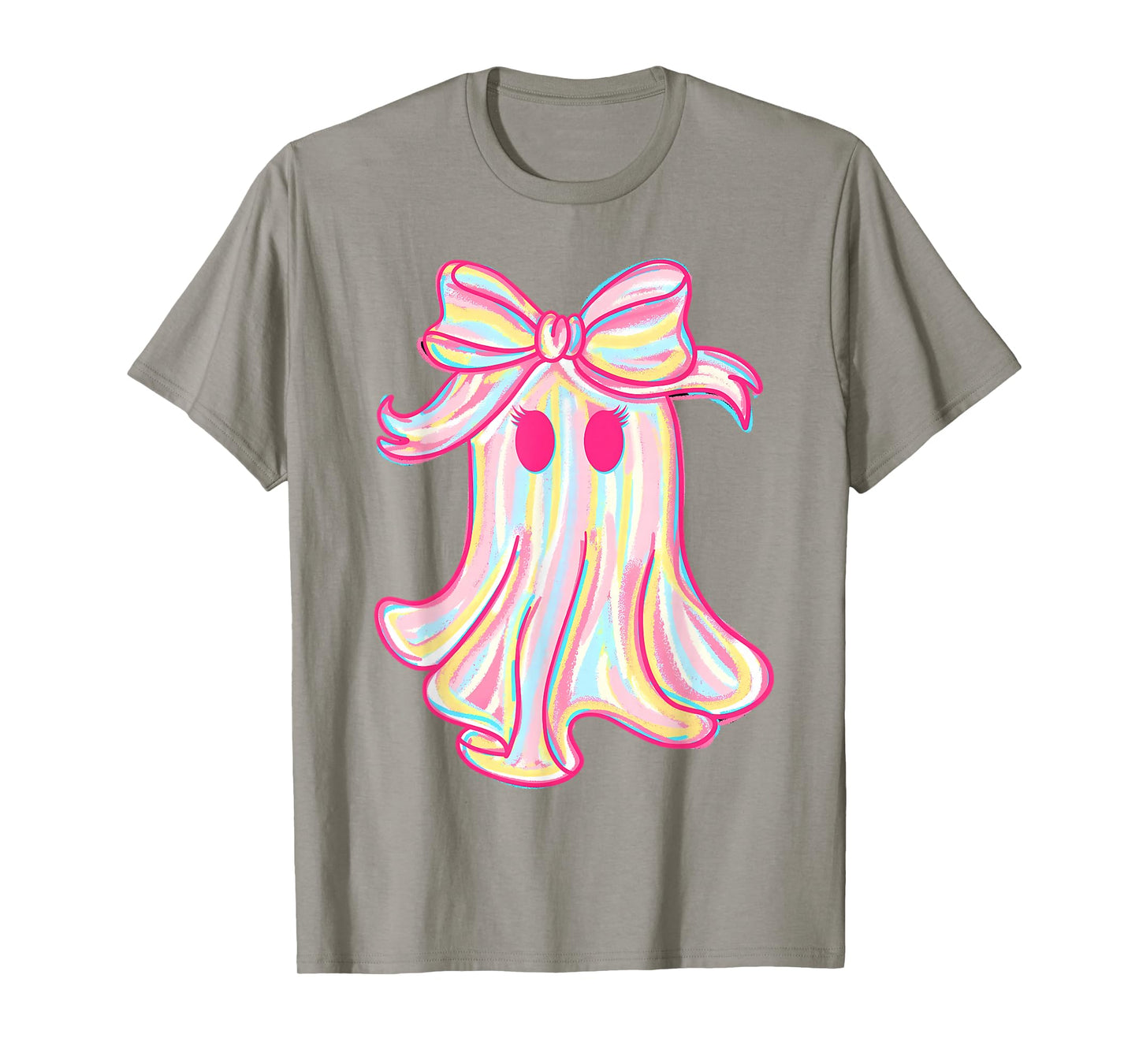 Preppy Pink Boo Ghost Coquette Bow Halloween Spooky Season T-Shirt