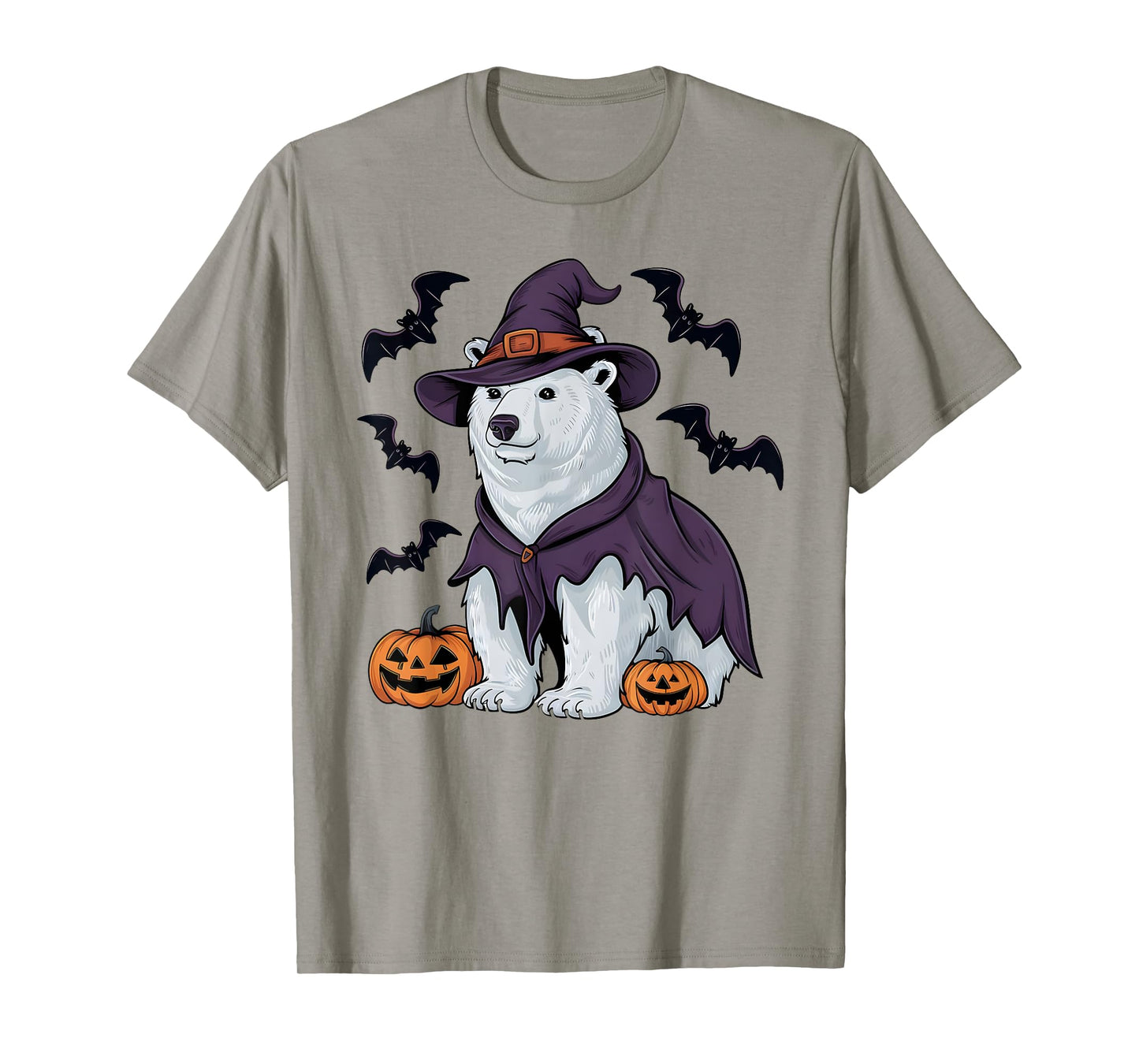 Polar Bear Halloween Costume Scary Pumpkin Bat Witch T-Shirt