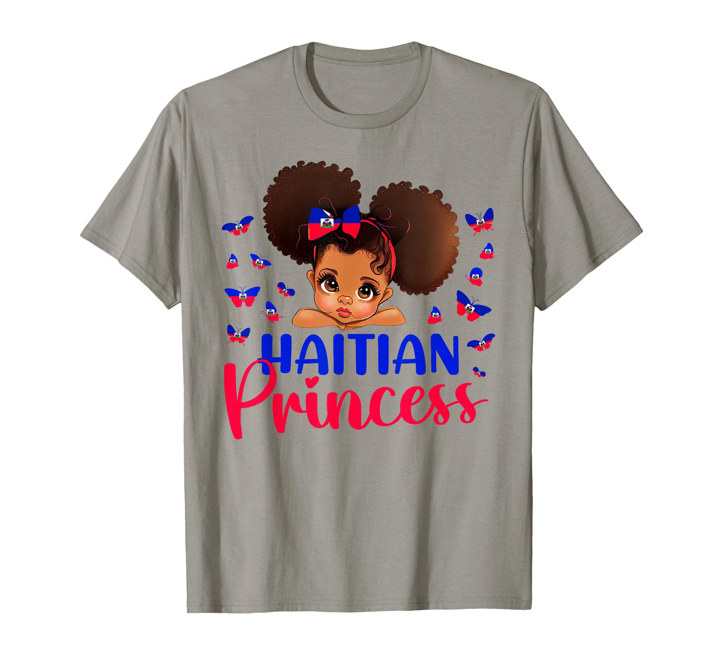 Haitian Princess Haiti Flag Melanin for Black Girls Kids T-Shirt