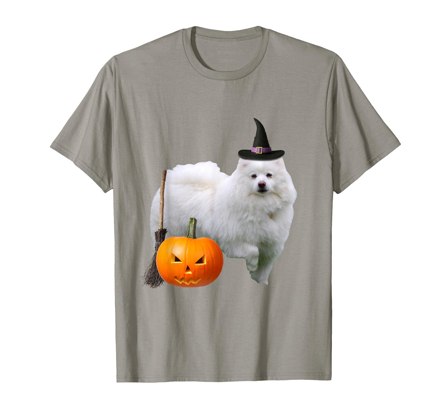American Eskimo Witch Hat Halloween Dog T-Shirt for Men Women Kids