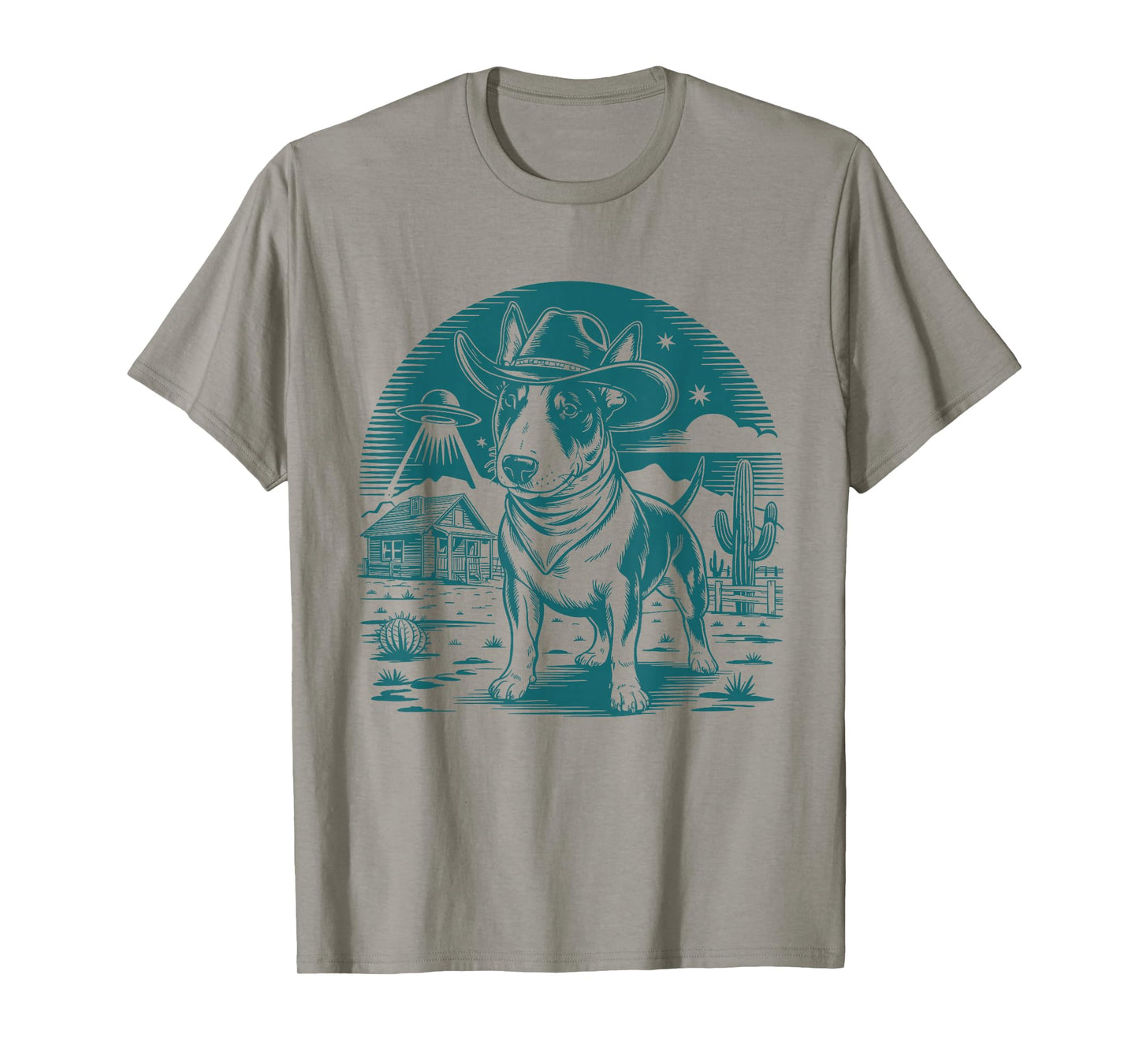 Bull Terrier Cowboy UFO Shirt Vintage Western Dog Mom Tee T-Shirt