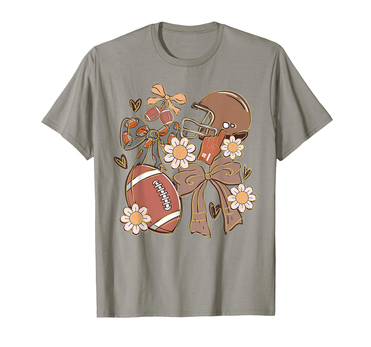 Preppy Football Coquette Bow Game Day Football Women Girls T-Shirt