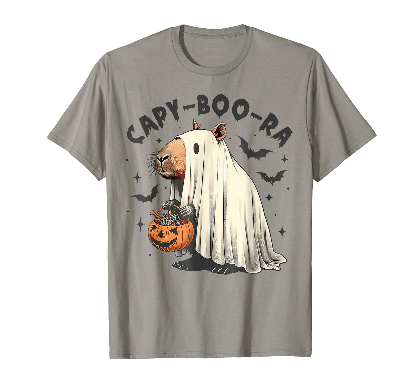 Ghost Capybara and Pumpkin Halloween Cappy T-Shirt