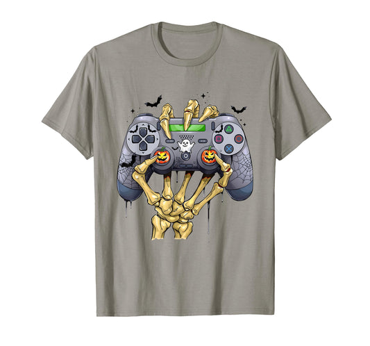 Halloween Skeleton Zombie Gaming Controllers Mummy Boys Kids T-Shirt