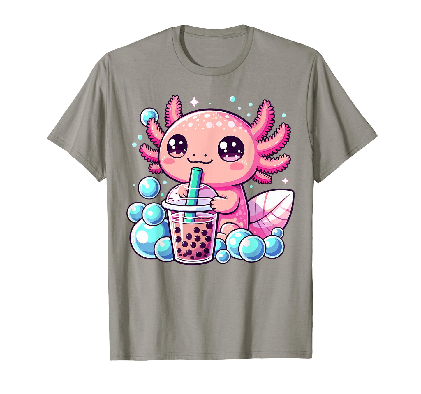 Axolotl Bubble Tea Boba Anime Kawaii Axolotl T-Shirt